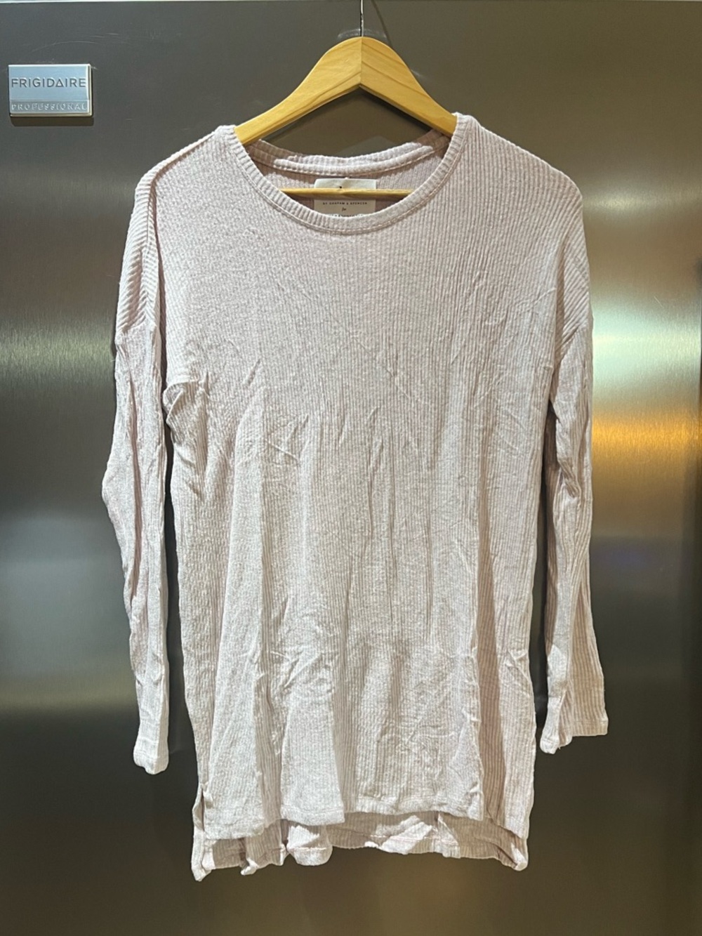 Velvet by Graham & Spencer Pale Blush Ribbed Long Sleeve Tee - Picture 3 of 8